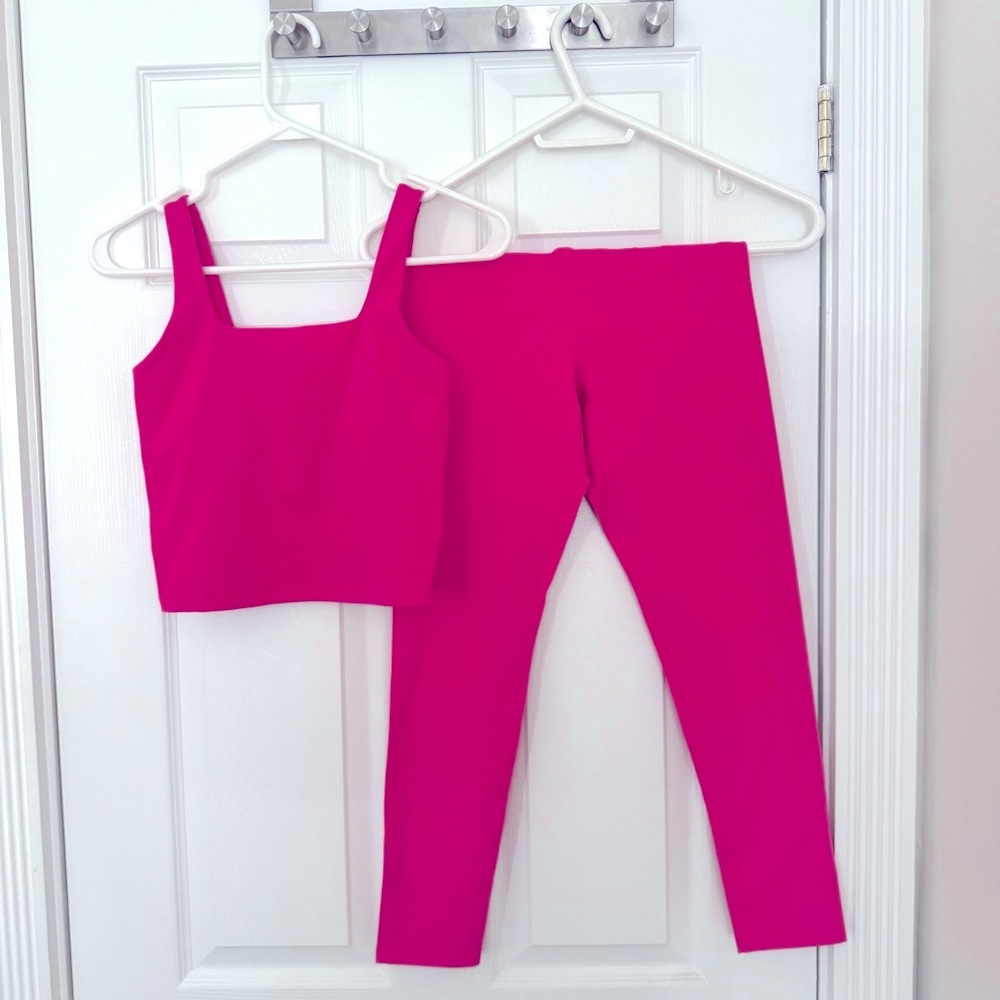 Girlfriend Collective hot pink workout set, size XS